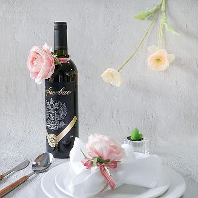 Napkin Rings Set of 6 Rustic Rose Flower Dinner Holder Wedding Party Table Decoration Pink