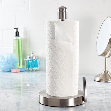 Standing Paper Towel Holder One Handed Tear Universal Roll Fit Easy Replace