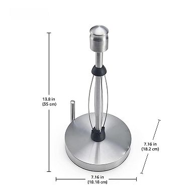 Standing Paper Towel Holder One Handed Tear Universal Roll Fit Easy Replace
