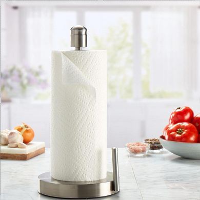 Standing Paper Towel Holder One Handed Tear Universal Roll Fit Easy Replace