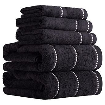 6 pc Cotton Bath Towel Set 525gsm Soft Absorbent Quick Drying Machine Washable
