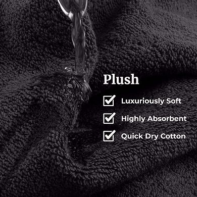 6 Piece Cotton Bath Towel Set 525gsm Soft Absorbent Quick Drying Machine Washable