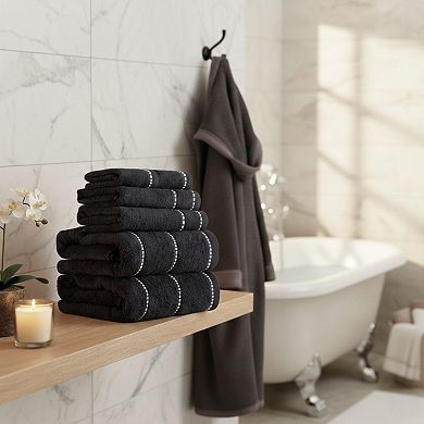 6 Piece Cotton Bath Towel Set 525gsm Soft Absorbent Quick Drying Machine Washable