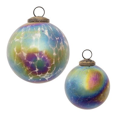 Iridescent Glass Ball Ornaments Set, 12pc Frosted Christmas Tree Decor