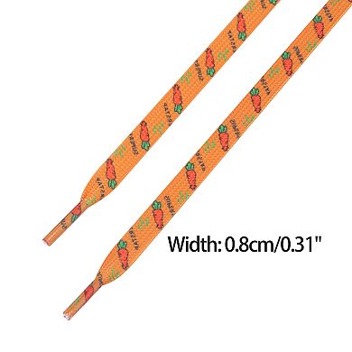 1 Pair 0.31" Carrot Printed Soft Shoelaces Shoestrings for Sneakers 63.0"