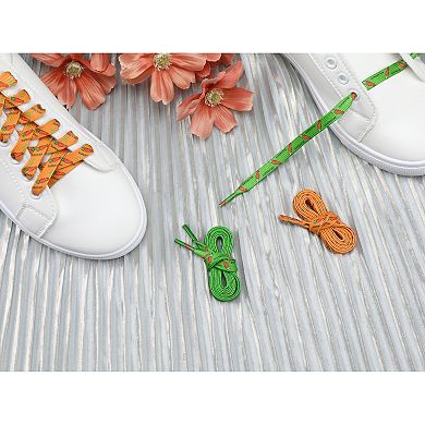 1 Pair 0.31" Carrot Printed Soft Shoelaces Shoestrings for Sneakers 63.0"