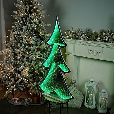 Plug-In Tall Lighted Pine Tree with Endless Glow Effect for Indoor and Covered Outdoor Holiday Decor