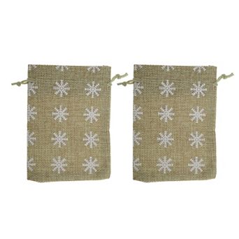 Snowflake Print Drawstring Bag 2 pc