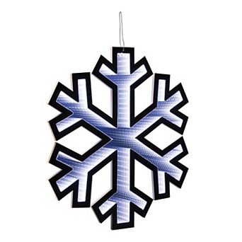 Tall Lighted Holiday Snowflake Décor with Infinity Glow for Christmas Mantels, Tables, and Entryways