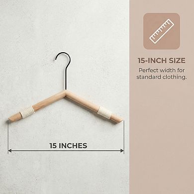 2 Pcs Wood Non-Slip Rope Hangers Durable 360-degree Space Saving Clothes Hangers for Clothing