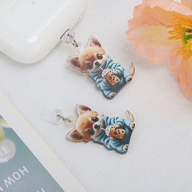 Dog Pendants Dust Plug Charm for Lightning Light Blue Light Brown 2 Pcs