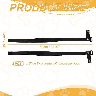 2Pcs Short Dog Leash with Lockable Hook,Adjustable