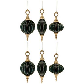 6 pc Paper Christmas Ornaments Set with Ball and Onion Shapes for Tree and Seasonal Displays