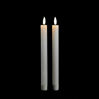 Battery Operated LED Taper Candles Set of 2 with Remote, FIA Wick Flicker for Dining Table Décor