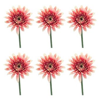 Set of 6 Gerbera Daisy Stems for Vases, Centerpieces, Home Decor and Floral Arrangements