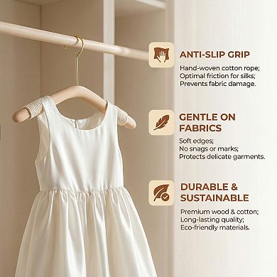 2 Pack Wood Non-Slip Hangers Durable 360-degree Space Saving Clothes Hangers for Clothing