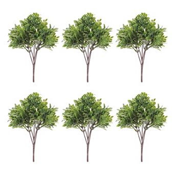 Set of 6 Boxwood Foliage Bushes for Vases, Wreaths, Garlands, and Centerpieces