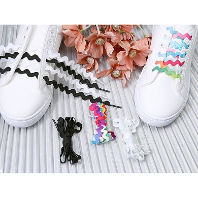 Women's Flat S-Shaped Versatile Solid Gradient Shoelaces for Sneakers 1 Pair 47.2"
