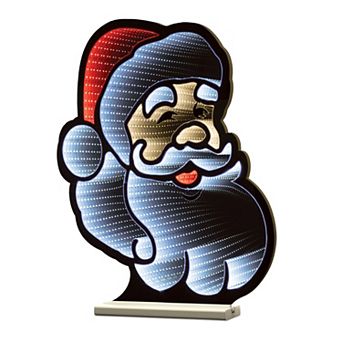 Lighted Santa Head Decoration with Infinity Light Effect for Indoor, Covered Outdoor Holiday Display