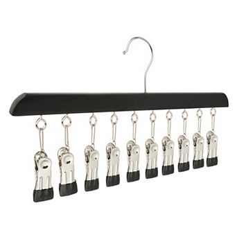 2 pc Hangers, Wood Hanger with 10 Clips for Closet Organizer, Space Saving Storage for Socks