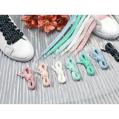 1 Pair Checkered Colorful Metal Wire Braided Shoelaces for Sneakers 51.2"