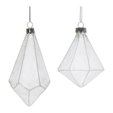 6-Piece Frosted Glass Drop Christmas Ornament Set with Ribbed Texture for Holiday Tree and Decor