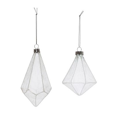 6-Piece Frosted Glass Drop Christmas Ornament Set with Ribbed Texture for Holiday Tree and Decor