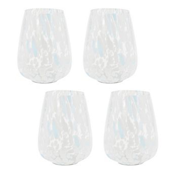 Set of 4 Painted Glass Candle Holders and Vases for Dining Table, Mantle, or Entryway