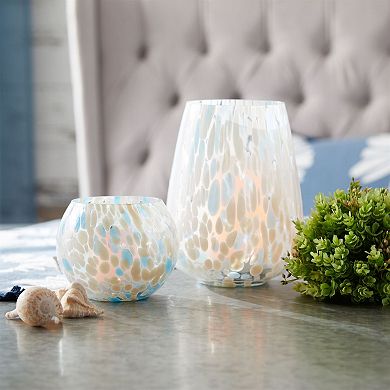 Set of 4 Painted Glass Candle Holders and Vases for Dining Table, Mantle, or Entryway