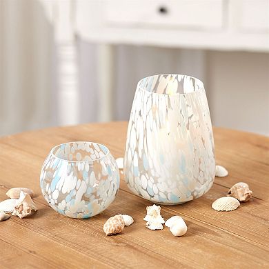 Set of 4 Painted Glass Candle Holders and Vases for Dining Table, Mantle, or Entryway