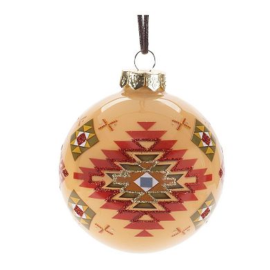 Glass Ball Ornaments Set of 6, Western Pattern Christmas Tree Décor