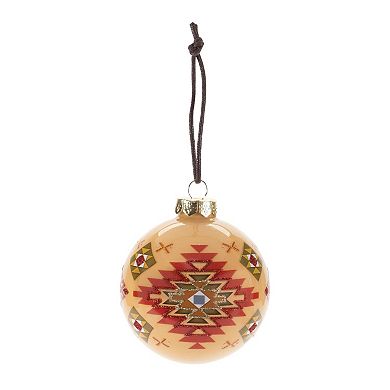 Glass Ball Ornaments Set of 6, Western Pattern Christmas Tree Décor