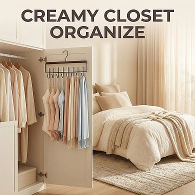 2 Pcs Bra Hangers Wood Cloth Hanger for Closet Organizer Space Saving Storage 8 Hooks