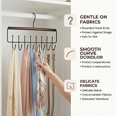 2 Pcs Bra Hangers Wood Cloth Hanger for Closet Organizer Space Saving Storage 8 Hooks