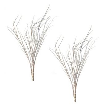 Set of 2 Flocked Branches for Vases, Wreaths, Holiday and Winter Home Decor