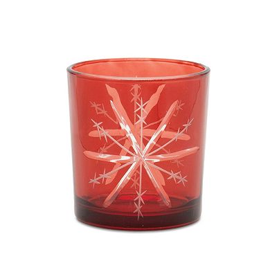 3-Piece Glass Snowflake Candle Holders Christmas Winter Tabletop, Shelf and Home Decor