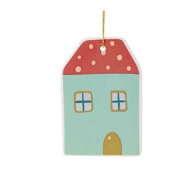 12-Piece Ceramic Winter House Ornament Set for Christmas Tree, Wreath, and Garland Decor