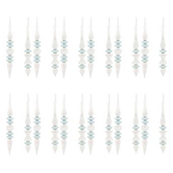 24 pc Iridescent Glass Finial Ornament Set for Christmas Tree, Wreath, and Garland Decor