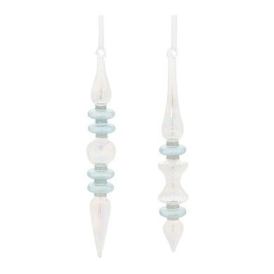 24-Piece Iridescent Glass Finial Ornament Set for Christmas Tree, Wreath, and Garland Decor