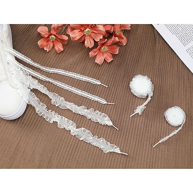 Lace Ruffled Shoelaces Ribbon Semi Sheer for Sneakers 2 Pairs 43.3"