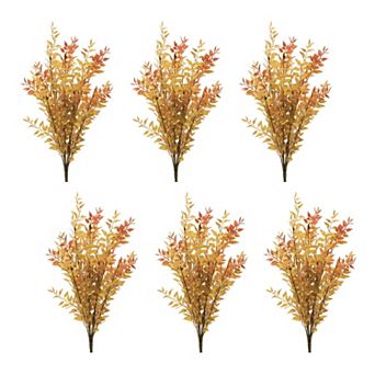 Set of 6 Fall Foliage Bushes for Vases, Wreaths, Garlands, and Seasonal Centerpieces