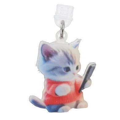 Cat Pendants Dust Plug Charm for Type-C Orange Pink Light Gray 2 Pcs