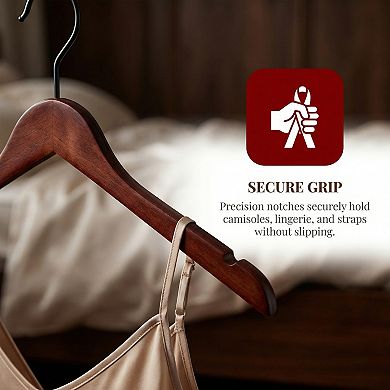 2 Pack Wood Non-Slip Hangers Durable 360-degree Space Saving Hangers 15x0.5Inch
