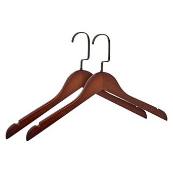 2 Pack Wood Non-Slip Hangers Durable 360-degree Space Saving Hangers 15x0.5Inch