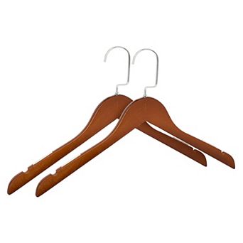 2 Pack Wood Non-Slip Hangers Durable 360-degree Space Saving Hangers 15x0.5Inch