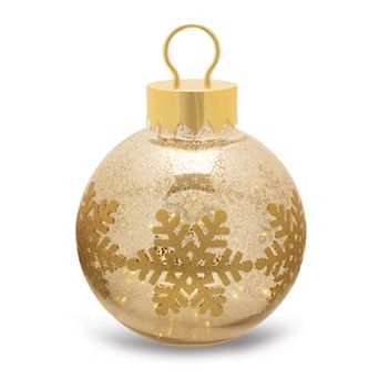 LED Mercury Glass Ball Ornament for Holiday Tabletop, Mantel, Centerpiece Decor - Battery-Operated
