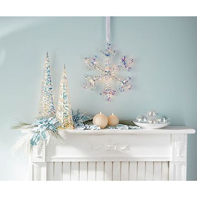 2-Piece LED Snowflake Ornament for Christmas Tree, Window, Hanging Holiday Decor - Battery-Operated