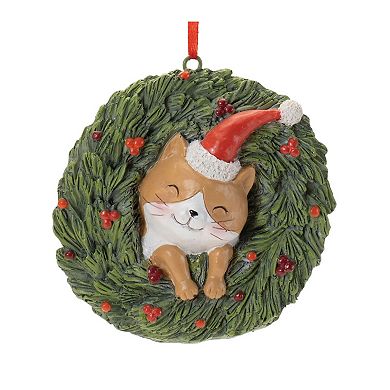 4-Piece Cat and Dog Wreath Ornament Set for Christmas Tree, Garland, and Tabletop Displays