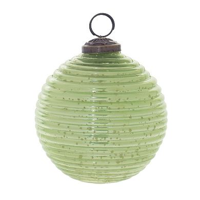 Mercury Glass Ball Ornaments Set of 6, Ribbed Rustic Christmas Tree Décor