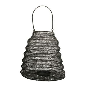 Modern Iron Mesh Candle Lantern with Handle for Hanging or Tabletop Accent Lighting